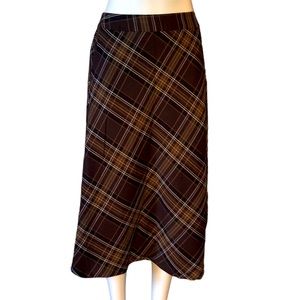Women’s Norton McNaughton long brown plaid skirt Plus size 22